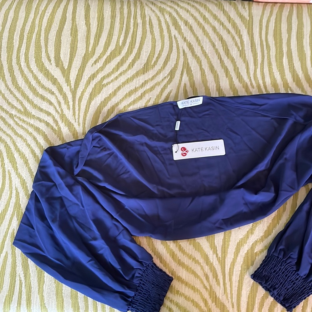 NWT blue long sleeve shrug; Katie Kasin; perfect for over sleeveless dress
